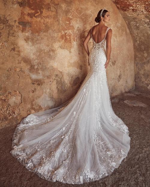 123123 lace mermaid wedding dress with sleeves and train1